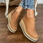 Autumn Ankle Boots Women Fashion Leather Wedge Heel Platform Women's Shoes Short Boots High Heels Boots Botas De Mujer