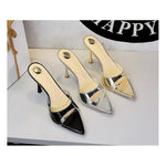 BIGTREE Shoes Women PVC Transparent Shoes for Women Sexy Pointed Open Toe Shallow Slider Slippers Ladies Sandal High Heels Mules