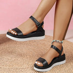 Women's Casual Wedge Sandals Open Toe Buckle Woman Summer Beach Sandal Shoes for Women 2026 Platform Solid Color