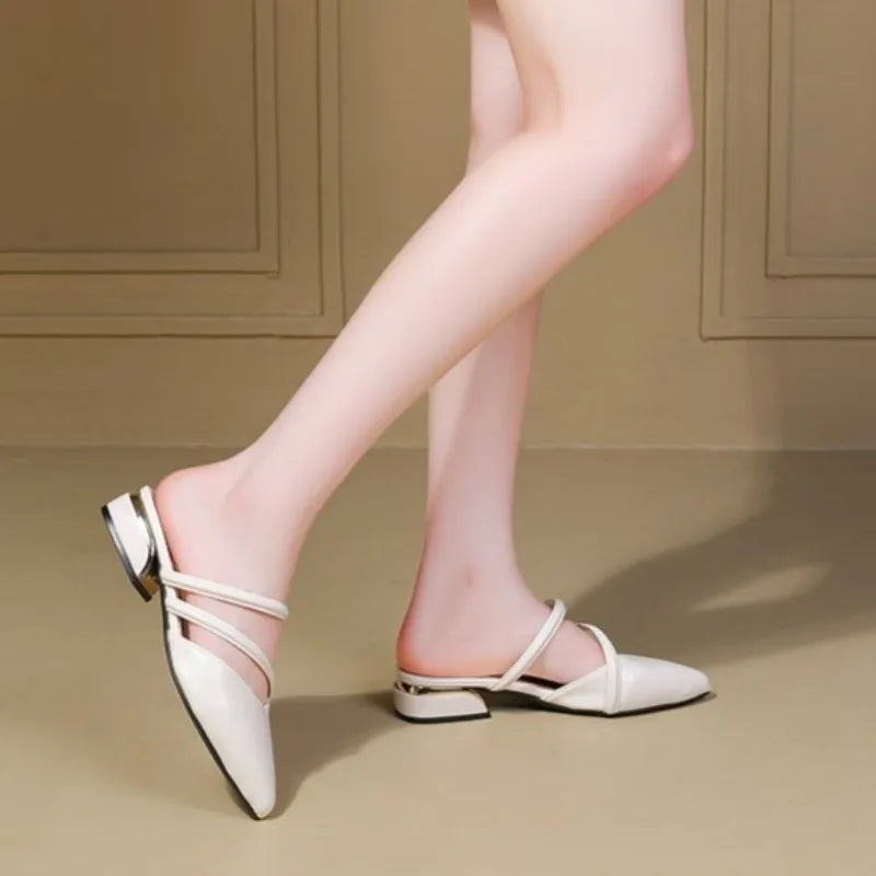 Toe Narrow BandSlippers Women Fashion Shallow Sandal Elegant Summer Footwear Woman