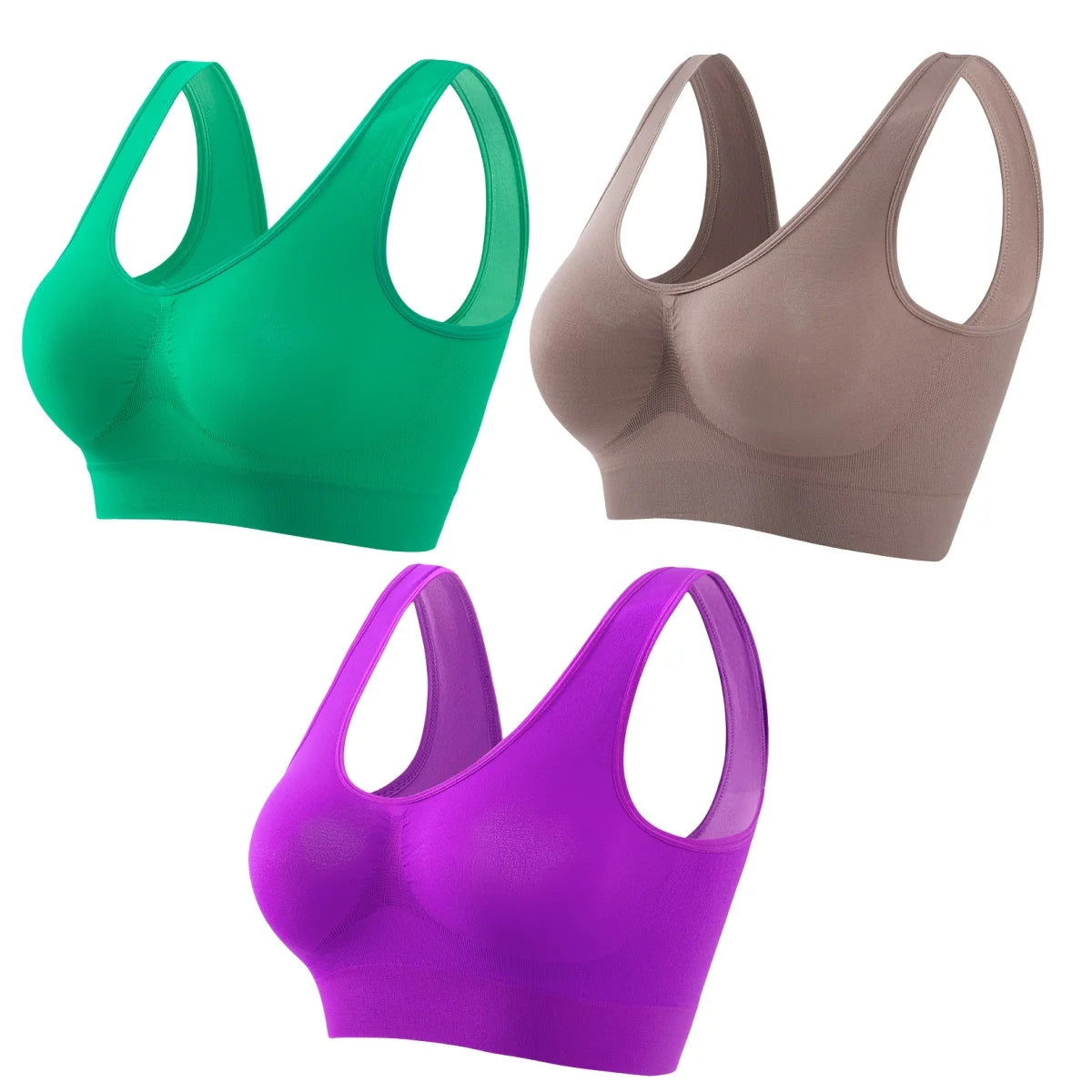 3PCS/Set Seamless Bras For Women Unwired Brassiere No Pads Crop Top Soft Sports Tank Bras Solid Color Female Sexy Lingerie Vest