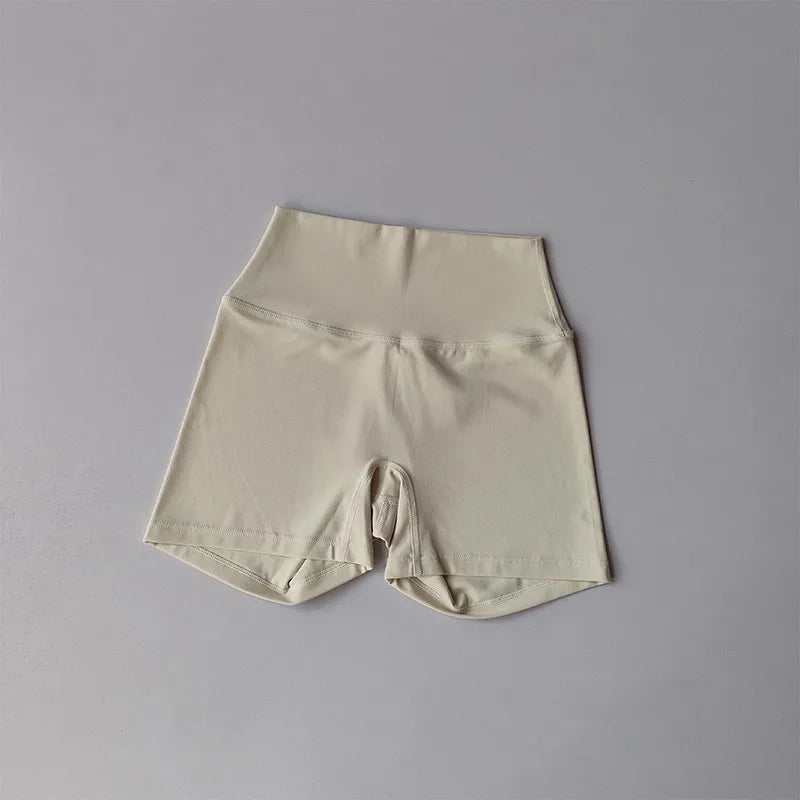Women's High-Waist Quick-Drying Yoga Sports Shorts Nude Summer Fitness Running Training Three Quarter Length
