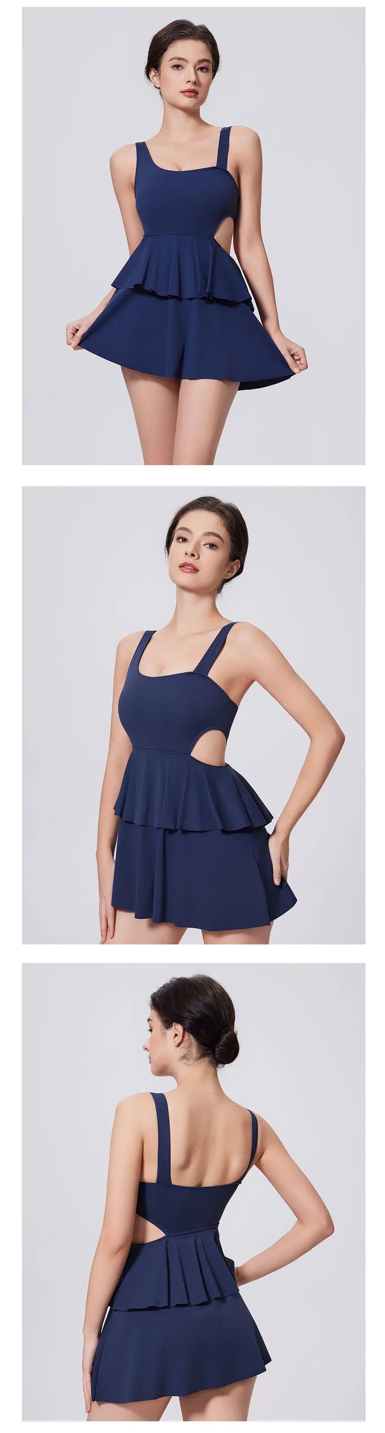 Naked Women's Tennis Dresses Sleeveless Short Cake Skirt Hollow Out Backless Gym Running Trainning Slim One Piece Sports Suit