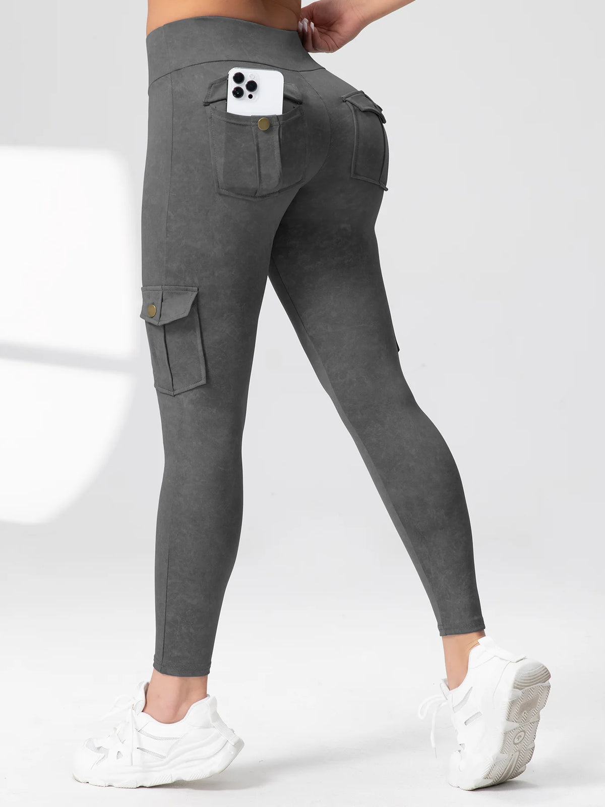 1/2 Pcs Women's Fitness Pants: High-Waisted Flared Cargo Pants With Pockets, Shaping and Tummy-Control Fitness Pants.