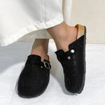 Shiny Rhinestones Outdoor Slippers Women's Shoes 2026 Summer Trend Luxury Platform Sandals Black Buckle Cork Clog Luxury Mules