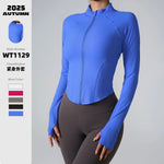 Women's Long-Sleeved Clothes Zipper Sports Jacket Top Outer Wear Professional Training Running Fitness Clothes Spring