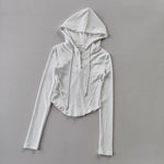 Women's Slim Fit Long Sleeve Hooded Yoga Sports Top Korean Casual Thread Sportswear Active Lifestyle Comfortable Gym Workout Top