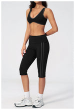 Summer Color Blocked Yoga Sets Women Slim Sports Bra High Waist Pants Fitness Suits Outwear Gym Running Push Up Workout Clothes