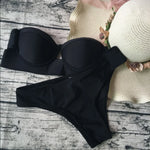 WackDaria sexy bikini set black color push-up women swimsuit swimwear women biquini maillot de bian femma black summer swimsuit