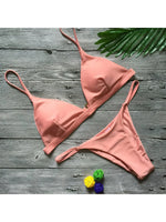 New Sexy Padded Brazilian Bikini Women Swimwear Female Swimsuit Two-Pieces Bikini Set Solid Bather Bathing Suit Swim Lady V64A