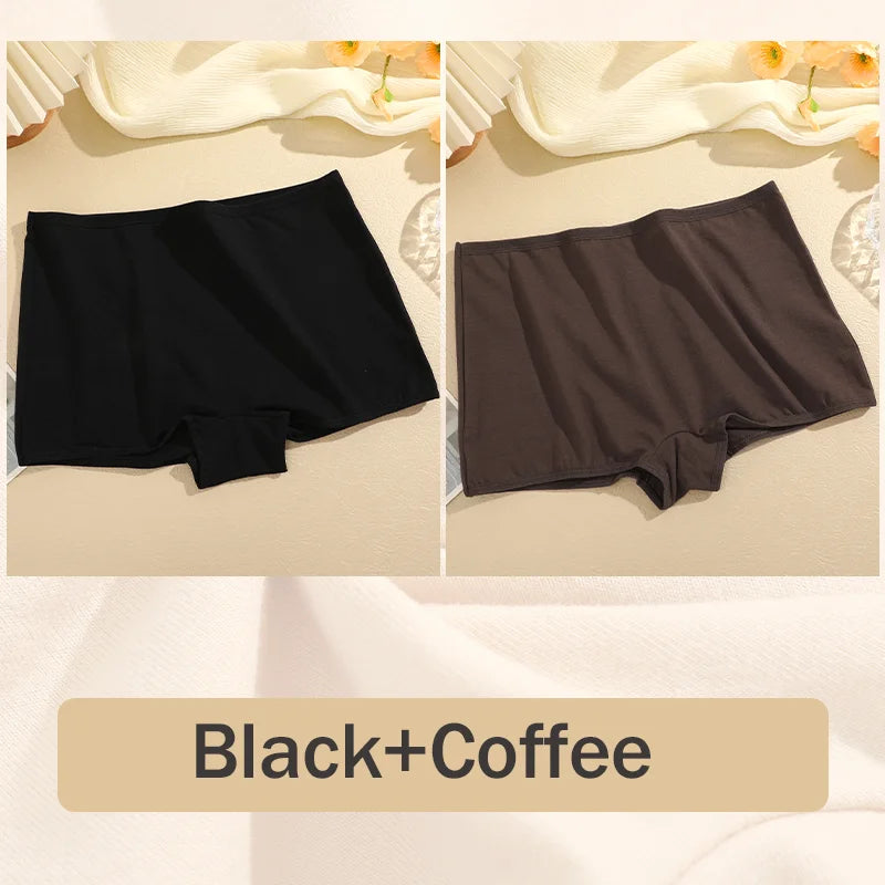 2PCS Women's Panties Cotton Seamless Sports Boxers Underwear Female Solid Color Briefs Cozy Lingerie Intimate Underpants XS-XL