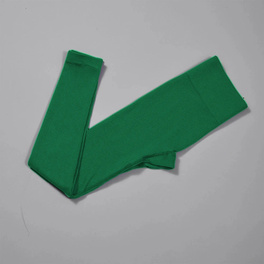 Women Ribbed Yoga Pants High Waisted Gym Leggings Sport ， Fitness Seamless Female Legging Control Running Training Tights