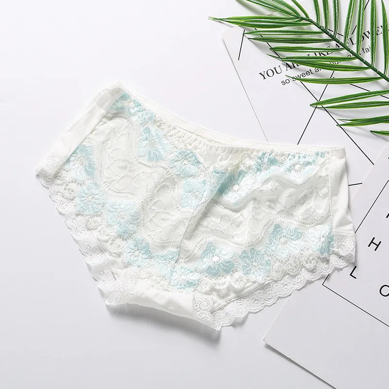 Sexy Lace Flowers Embroidery Panties for Women Underwear Low Waist Briefs Summer Breathable Comfort Shorts 15 Color Lingerie