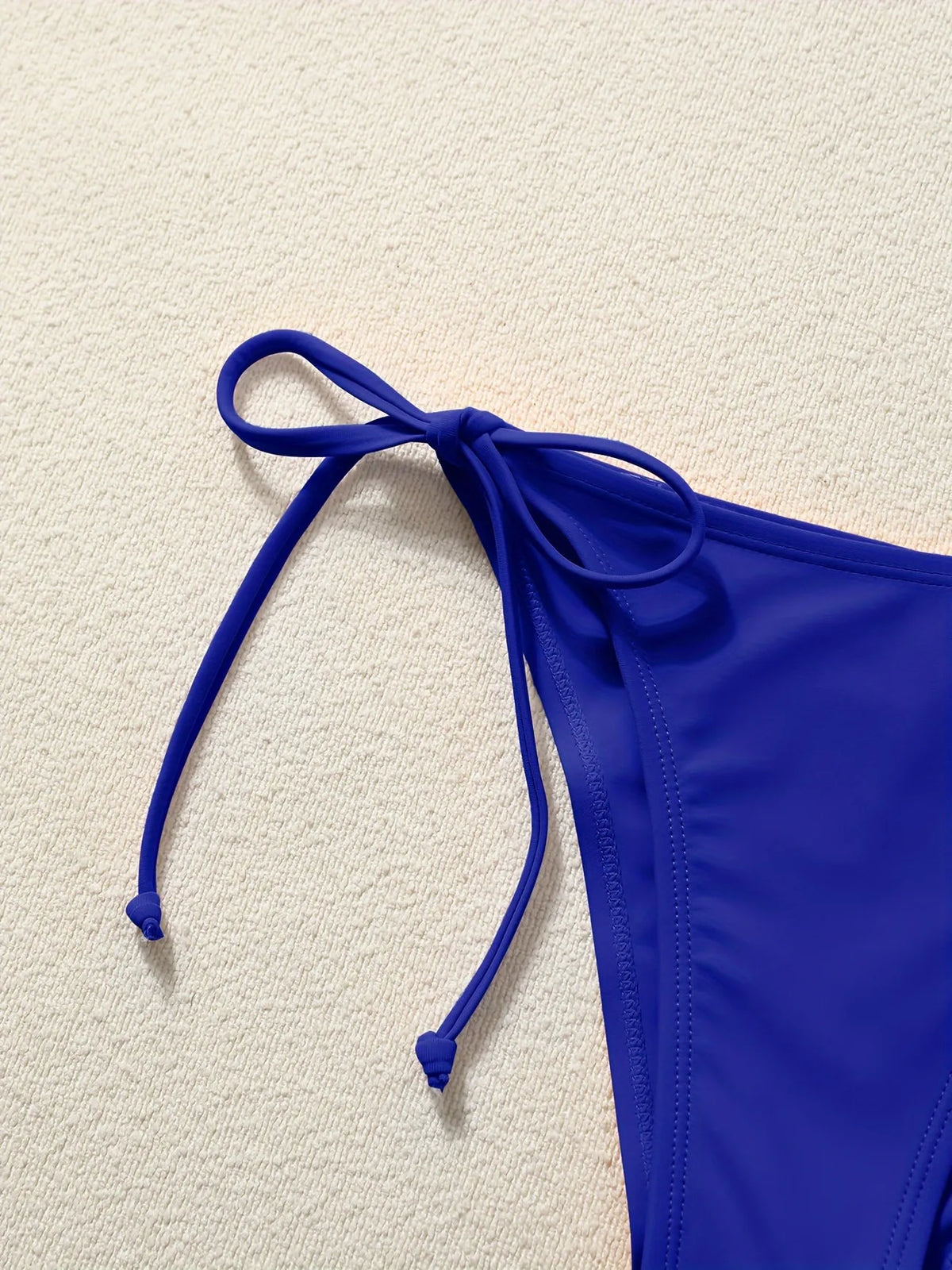 Women Bikini Set Solid Color Triangle Halter Neck Tie Side Two Piece Swimsuit Adjustable String Swimwear for Beach Vacation