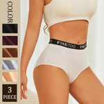 Finetoo 3Pcs Women's Seamless Cotton Briefs Women Plus SizePanties Breathable Underwear Female Low Waist Soft Lingerie S-XXL