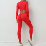 1/2Pcs Pad Long Sleeve Crop Tops Women Gym Yoga Set Sport Gym Scrunch V Back Fitness Leggings Workout Pant Active Suits
