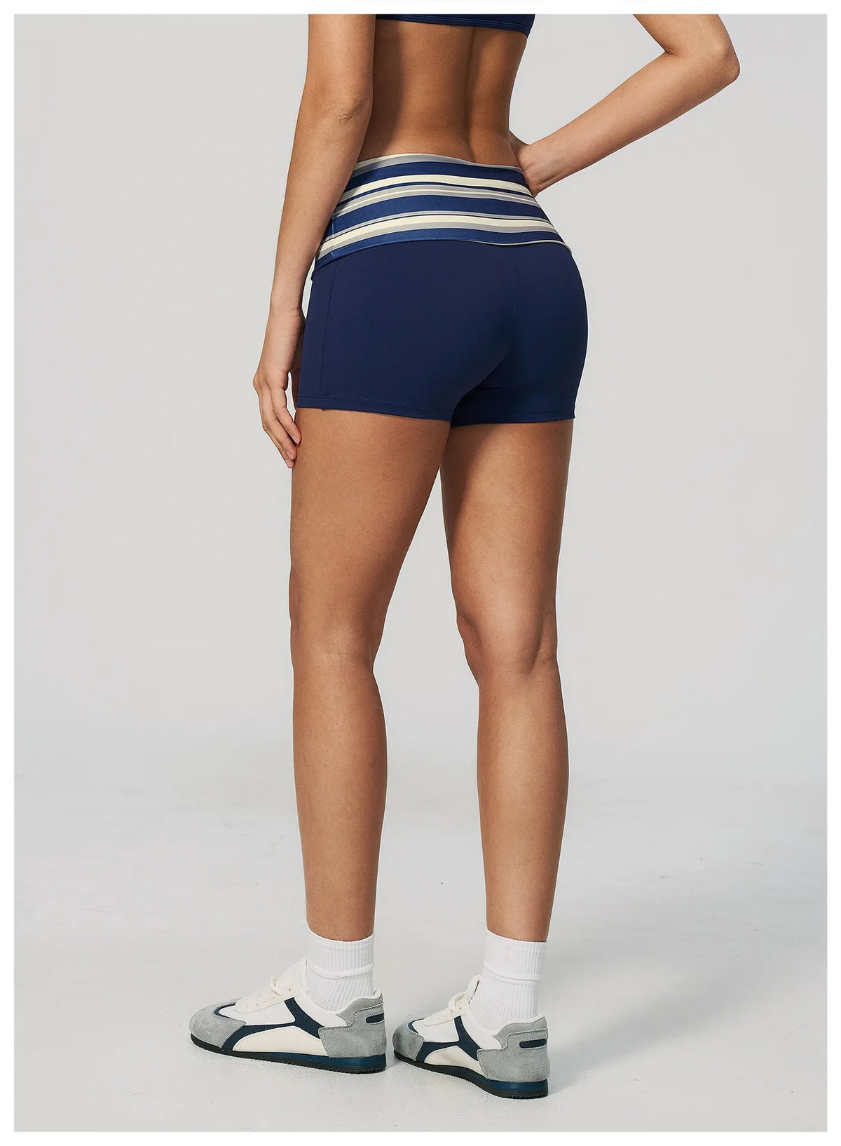 Summer Striped Polka Dot Contrast High Waist Yoga Shorts Hip Lifting Sports Tights Outdoor Workout Fitness Gym Running Pants