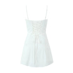 Foridol Lace Up Mini Summer Dress Sundress Women Spaghetti Strap Sexy Short White Beach Vestidos Fishbone Party Club Dress 2025