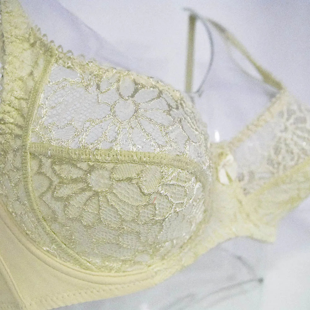 Lager Bosom Lace Perspective Bra For Womens Sexy Lingerie Underwire Embroidery FloralBralette Plus Size Brassiere Top