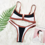 Splicing V Shaped Micro Thong Bikini Women Swimsuit Female Swimwear Two Pieces Bikini Set Push Up Bathing Suit Swim Beachwear