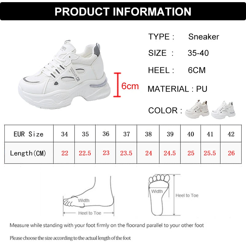 Breathable White Sneakers Shoes Women Mix Color Chunky Platform Sport Sneaker Woman 2025 Lace-Up Thick Bottom Vulcanize Shoes