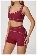 Quick Dry High Waist Yoga Shorts Contrast Color Blocking Splicing Training Sports Pants Push Up Hip Lifting Fitness Yoga Shorts