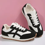 Black White Mix Color Sneakers Women Low Top Non Slip Sports Shoes Woman Lace Up Plus Size 35-43 Vulcanize Shoes Female