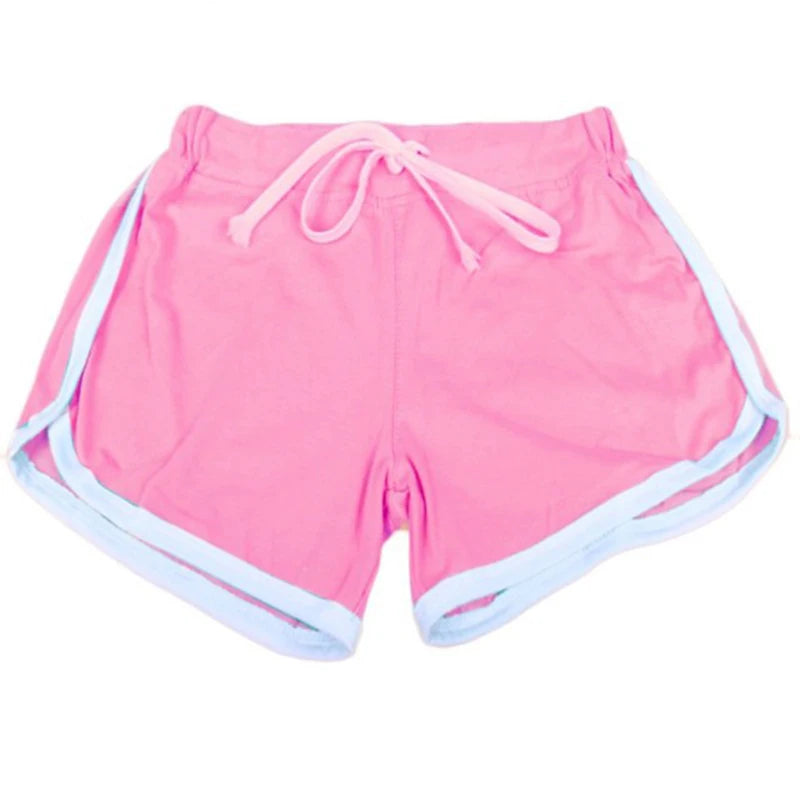Women Cotton Shorts Yoga Short Pants Summer Fast Drying Sports Pants Contrast Binding Side Split Elastic Waist Casual Shorts