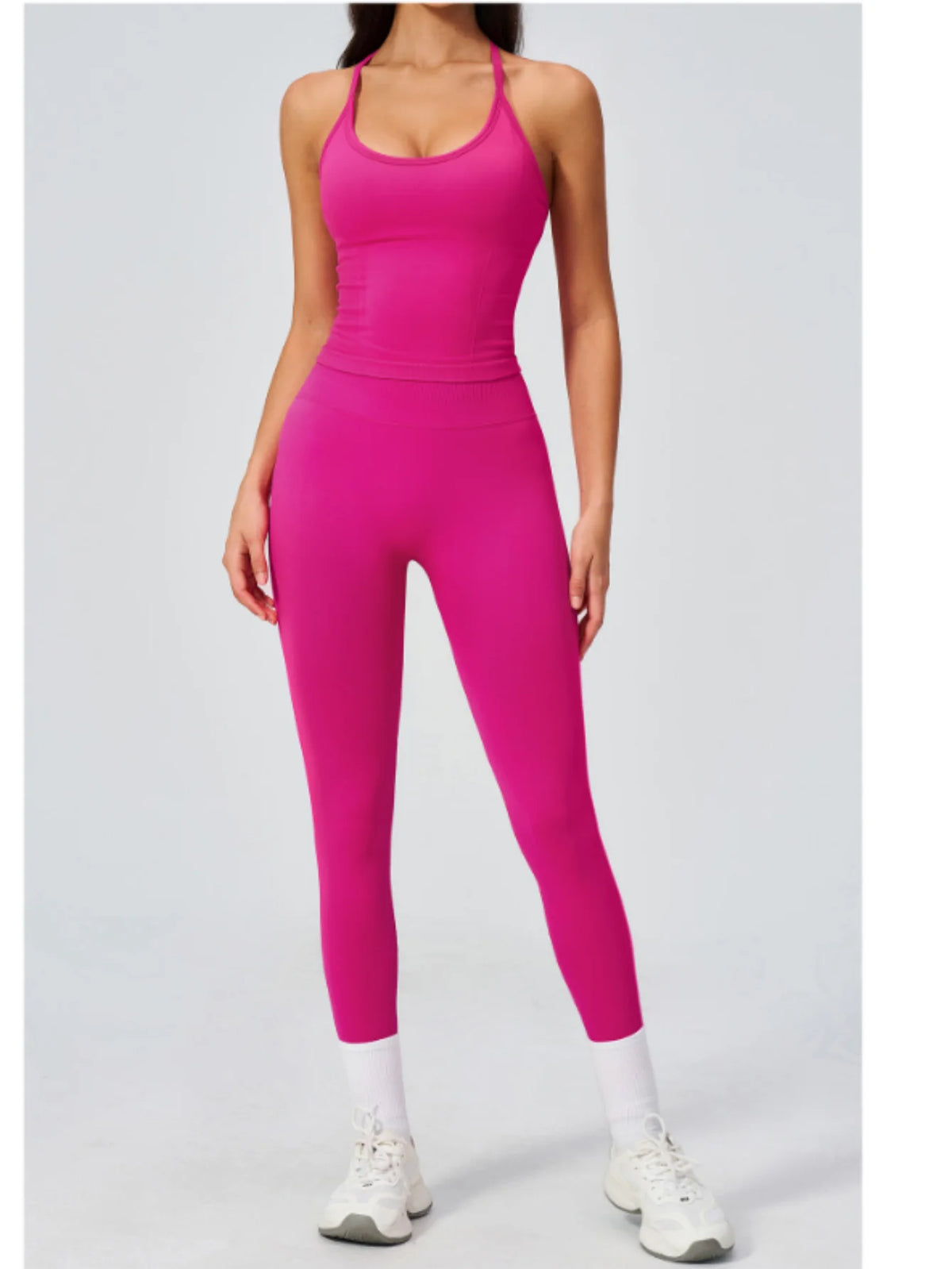 Summer Seamless Yoga Sets Women Outdoor Slimming Sports Tank Top High Waist Hip Lifting Leggings Gym Fitness Suits Tracksuit