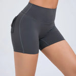 Women's Peach Lifting Yoga Shorts - High Waisted Stretchy Workout Shorts with Button Quick-Dry Tummy Control for Running Fitness