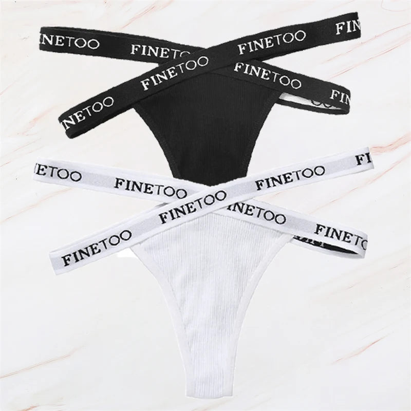 2Pcs/Set Women Thongs Panties Female Letter Belt Underwear Ladies Cotton Cross Strap Bikini M-XL G-String Girl Intimate Lingerie
