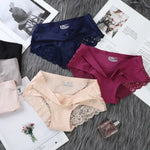 4Pcs/Set Panties Sexy Briefs Lace Trims Panties For Women Comfort Breathable Panty Low-Rise Lingerie M-XXL Ice Silk Underwear