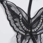 Double-Layer Thin Strap Sexy Thong Butterfly Embroidery Low Waist Sexy Bikini Pure Lace Sequins T-Shaped Panties Sexy G-strings