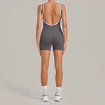 Women's Seamless Yoga Jumpsuits Sports Fitness Gym Sleeveless Backless Hip-lifting Shorts One-piece Training Workout Jumpsuit