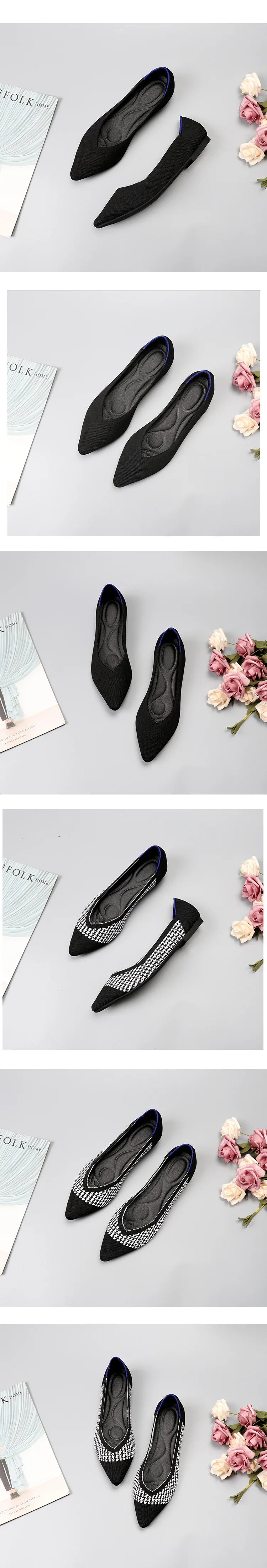Women's Shoes Mesh Breathable Pointed Toe Flat 2026 Fashion Soft Bottom Knitted Shoes Female Casual Slip on Footwear Loafers