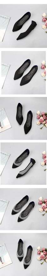 Women's Shoes Mesh Breathable Pointed Toe Flat 2026 Fashion Soft Bottom Knitted Shoes Female Casual Slip on Footwear Loafers