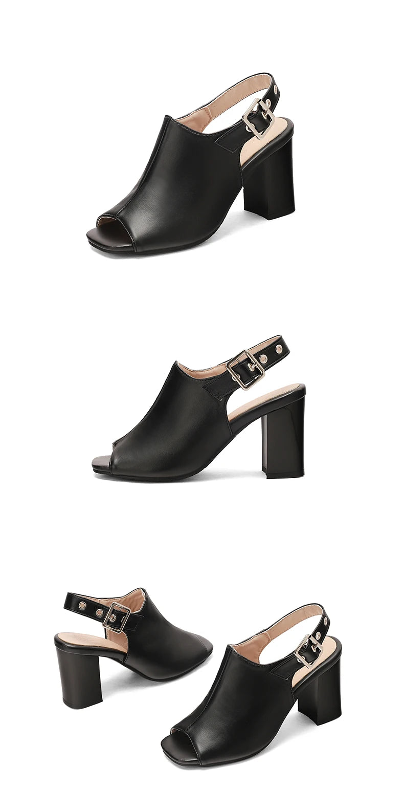New Women Sandals Peep Toe High Heels Summer Gladiator Shoes Black Brown Woman Ankle Strap Sandalias Female Mujer Big Size