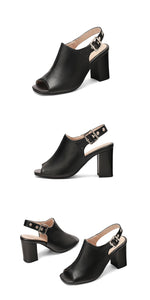 New Women Sandals Peep Toe High Heels Summer Gladiator Shoes Black Brown Woman Ankle Strap Sandalias Female Mujer Big Size