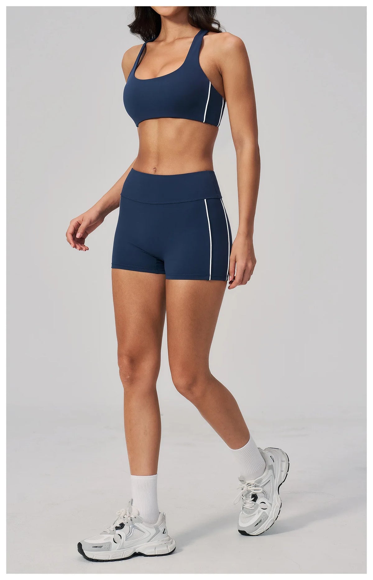 Quick Drying Shaved Tight Yoga Suit for Women Color Contrast Slim Sports Bra High Waist Shorts Running Fitness Suits Tracksuit