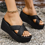Fashion New Round Toe Exposed Toe Shallow Mouth Thick-soled Beach Slippers Summer Sexy/comfortable Flat Slippers for Women