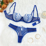 2pcs Women's Bra Set Sexy Lace Mesh Lingerie Set Ultra Thin Breathable Comfortable Lightweight Scallop Transparent Lingerie Set
