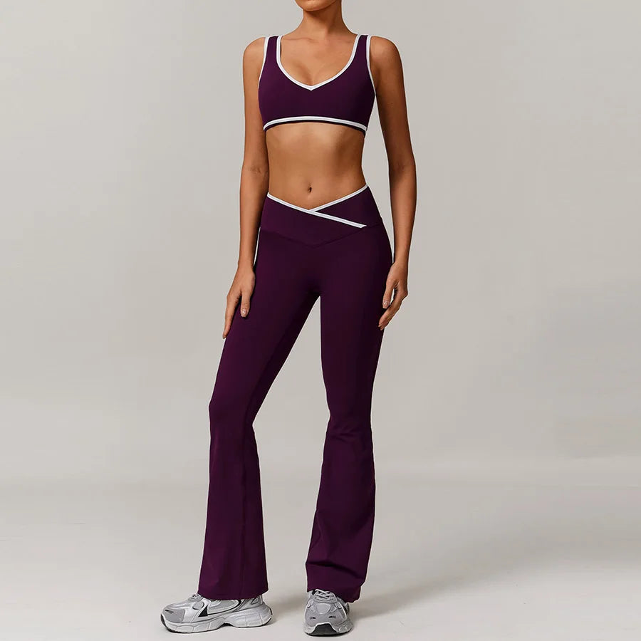 Yoga Set2 Pieces Workout Outfits Fitness Sportswear Gym Tracksuit High Waist Leggings Sports Bra Athletic Wear Women Clothes