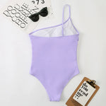 2026 Sexy One Shoulder One Piece Swimsuit 2022 Women Solid Black Neon Green Push Up Padded Bathing Suit Pleate Swimwear Monokini