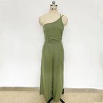 Foridol Waist Folds Backless Double Strap Casual Wide Leg Jumpsuit Long Pants Green 2025 New Female LooseJumpsuit