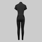 Jumpsuit Woman Split-Joint Zipper Collar Wrap Sportwear Women's Tracksuit Suit Black Slim Fit Long Jumpsuits 89206