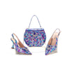 doershow beautiful BLUE Italian Shoes And Bag Sets For Evening Party With Stones Italian Leather Handbags Match Bags!HWS1-1