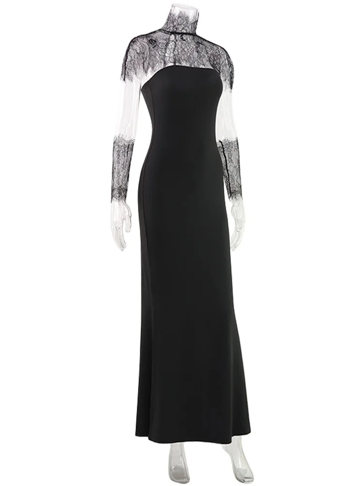 Ahagaga Sexy Women's Maxi Dresses With Lace Shawl Solid Strapless Sheath Slim Fit Fashion Gloves Summer Female Party Vestidos