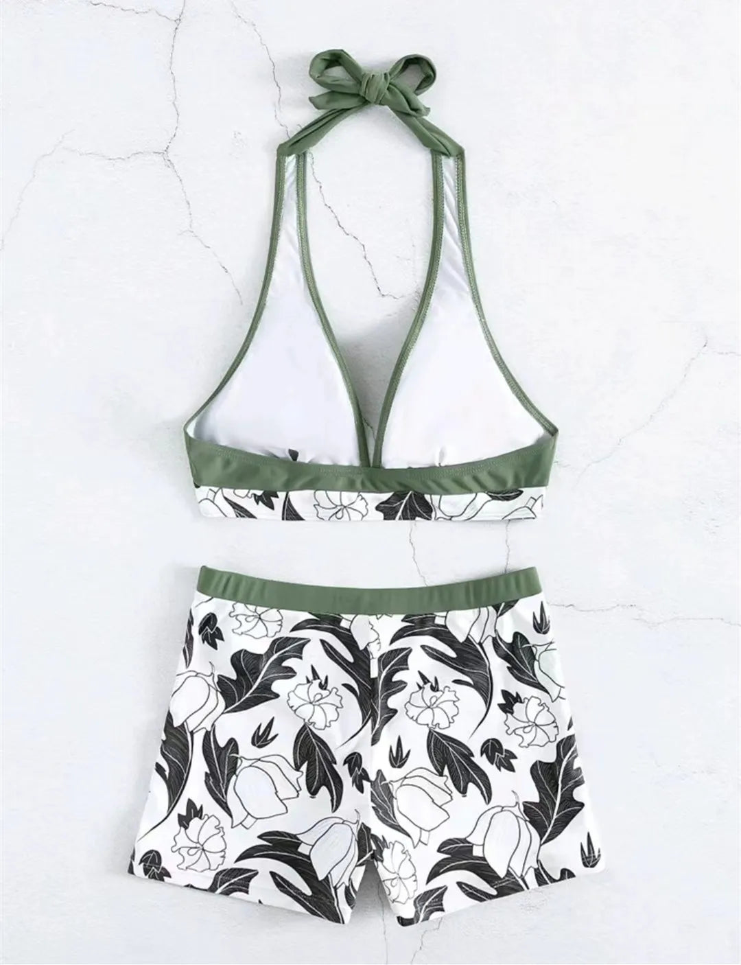 2026 Halter Bikini Set Short Swimsuit Women High Waist Swimwear Female Printed Bathers Swimming Bathing Swim Suit Beachwear