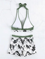 2026 Halter Bikini Set Short Swimsuit Women High Waist Swimwear Female Printed Bathers Swimming Bathing Swim Suit Beachwear