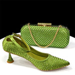 Doershow Italian Shoe and Bag Set New beautiful Women Shoes and Bag Set In GREEN Italian Shoes with Matching Bag set HSH1-1